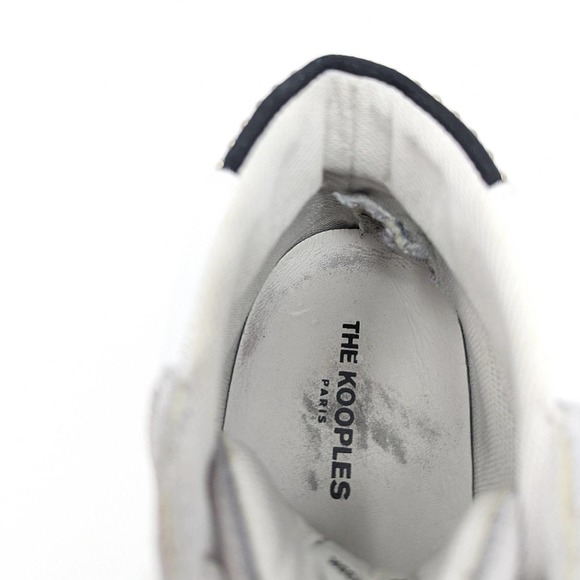 The Kooples White Leather Suede High Top Studded Colorblock Sneakers Size 38 - Picture 11 of 14